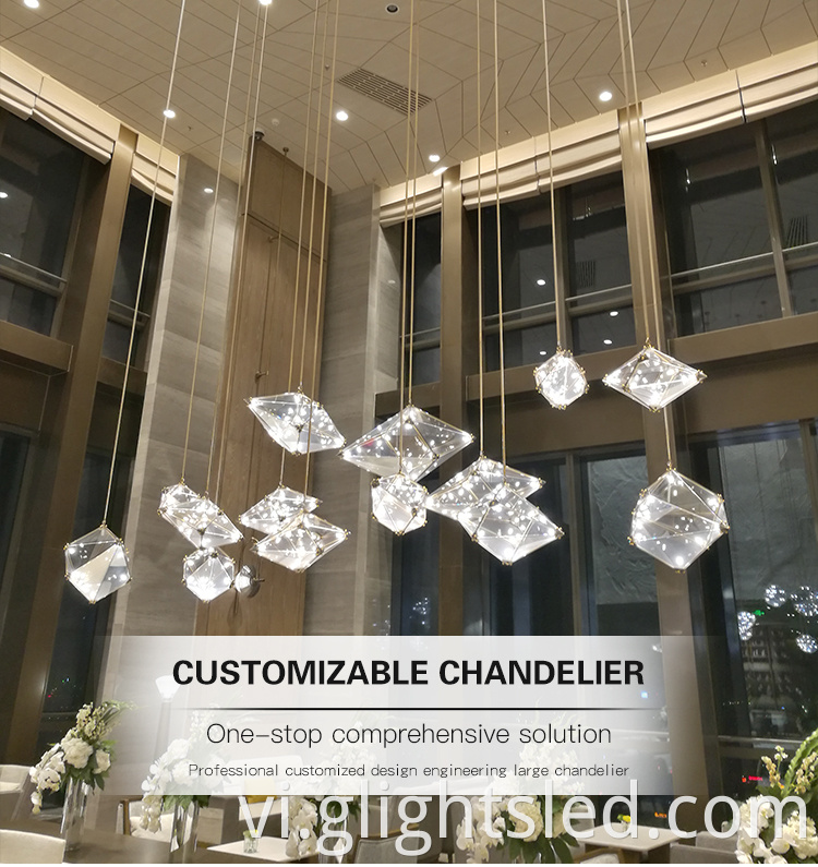 Creative Personality Hotel Glass Crystal Crystal Trang trí trong nhà tùy chỉnh đèn chùm hiện đại sang trọng